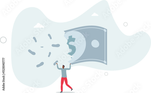 Lose money investment in financial crisis, profit and loss in business or deflation and inflation concept. character life .