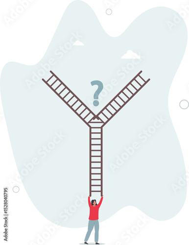 Decision making, choosing choices, options or way, which direction to be success or decide path to achieve target concept. character life .