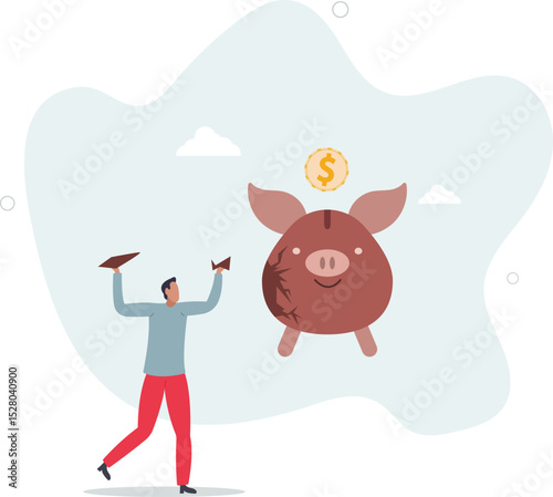 Debt and loan problem, financial mistake, poverty or bankruptcy concept. character life .