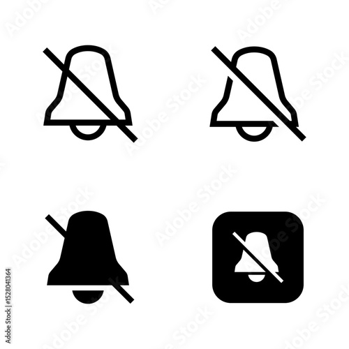 Vector Silent Notification Bell Icons, Flat, Line and Glyph