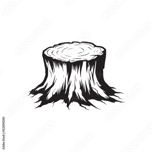 vector illustration of a tree silhouette Tree stump black silhouette,Tree stump vector sihouette, Tree stump silhouette vector, Tree stump icon