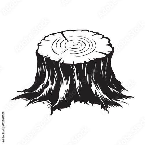 vector illustration of a tree silhouette Tree stump black silhouette,Tree stump vector sihouette, Tree stump silhouette vector, Tree stump icon