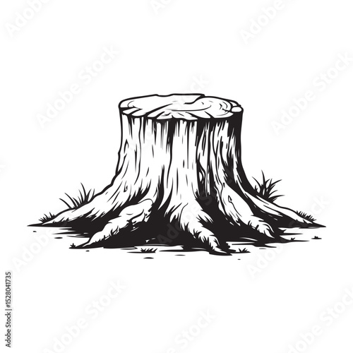 vector illustration of a tree silhouette Tree stump black silhouette,Tree stump vector sihouette, Tree stump silhouette vector, Tree stump icon
