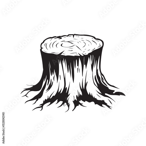 vector illustration of a tree silhouette Tree stump black silhouette,Tree stump vector sihouette, Tree stump silhouette vector, Tree stump icon