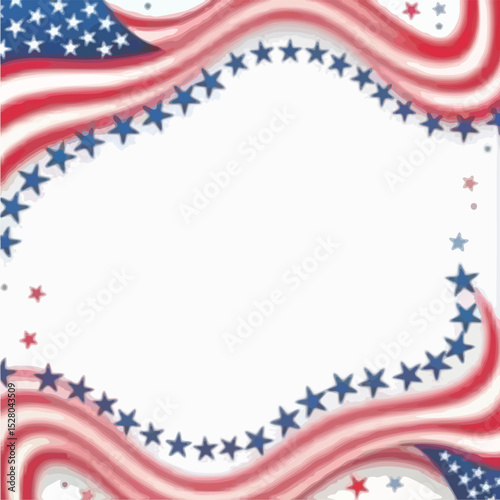 Patriotic frame border with american flag design for use in united states holiday