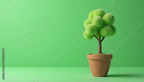 Money and tree in flower pot on green background with copy space Saving concept, Financial Growth Ideas, Business growth, interest and investment concept, created with generative ai