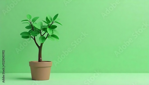 Money and tree in flower pot on green background with copy space Saving concept, Financial Growth Ideas, Business growth, interest and investment concept, created with generative ai