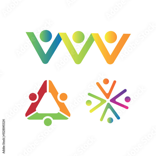 Colorful Community Logos Teamwork, Unity, and Collaboration Icons