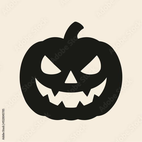 Scary carved pumpkin Jack-o'-lantern with an evil smile, perfect for an autumn Halloween celebration