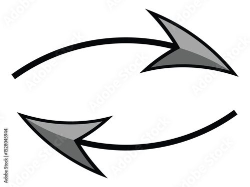 Both side arrow vector icons. curved arrow vector, arc black arrows on white background. Vector illustration.