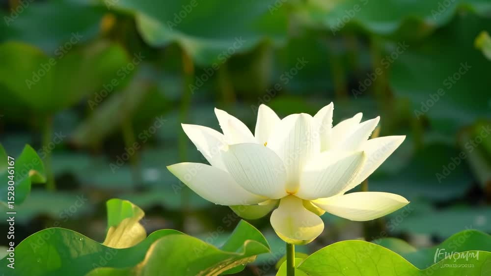White lotus flower in pond