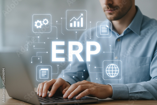 Erp enterprise resource planning software system solutions for business management and automation tools