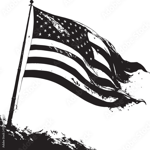 united state flag silhouette of a sailing ship