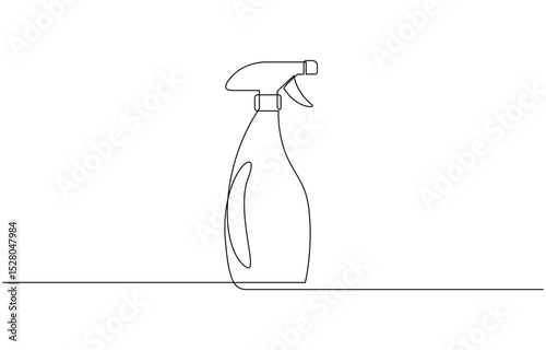 Hairdresser sprayer, spray bottle one line continuous drawing, One line art of barber hair dress barber or gardener or disinfectant bottle vector illustration.