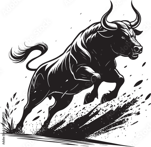 vector illustration of a bull rhinoceros