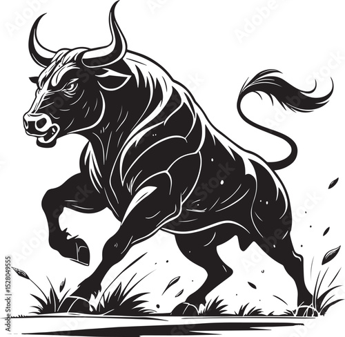 vector illustration of a bull rhinoceros