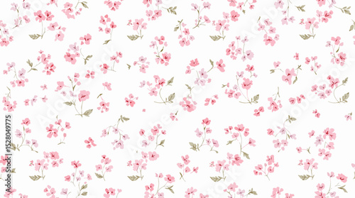 Beautiful vector seamless floral pattern with watercolor hand drawn gentle summer flowers