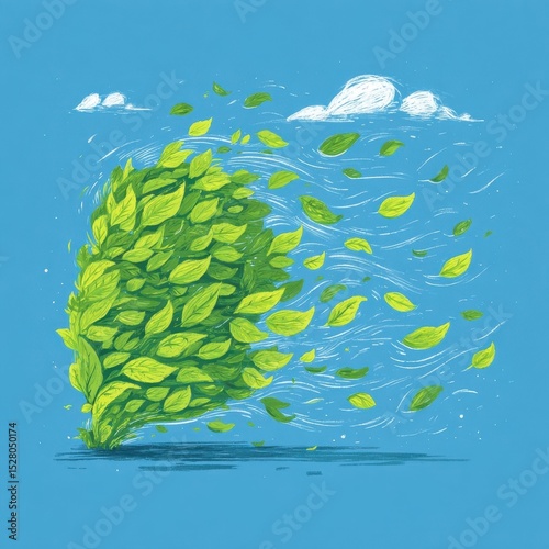 A cluster of leaves, blown by the wind. photo