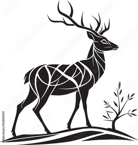 deer silhouette vector, silhouette of a deer