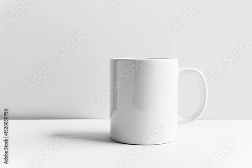 High Resolution Picture of a White Coffee Mug on a White Surface Against a White Backdrop