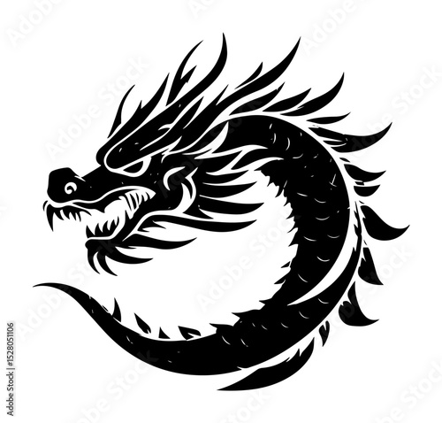tribal dragon silhouette vector design