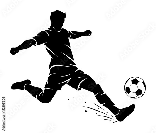 soccer player kicking ball silhouette vector