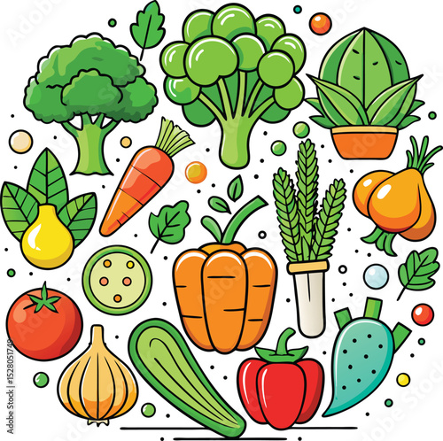 fresh vegetables including carrots, broccoli, and bell peppers Vegetable Illustration A Colorful Collection of Fresh vegetable