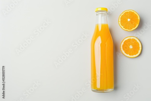 Fruit Juice Orange Smoothie Smoothies Drink Drinks Beverage in a Bottle and Glass Isolated on White