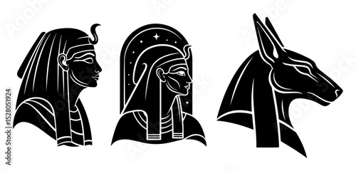 egyptian god anubis and goddess heads
