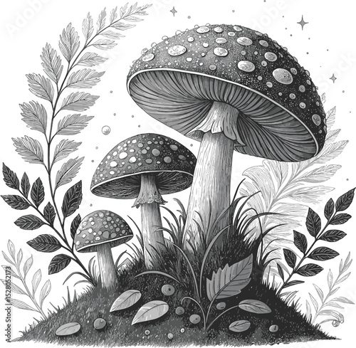mushrooms in the grass
