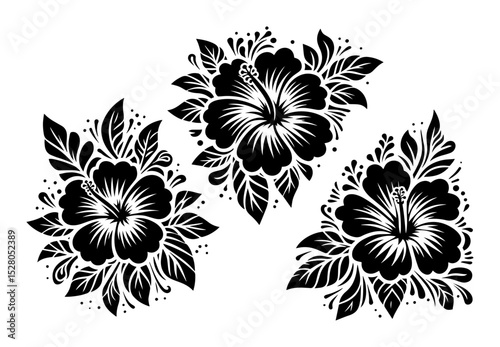 hibiscus tropical flower vector illustration