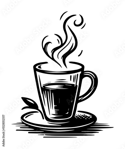 steaming cup of hot tea or coffee illustration