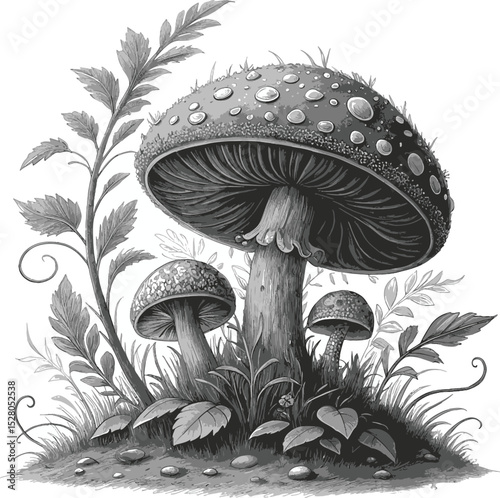 mushrooms in the grass