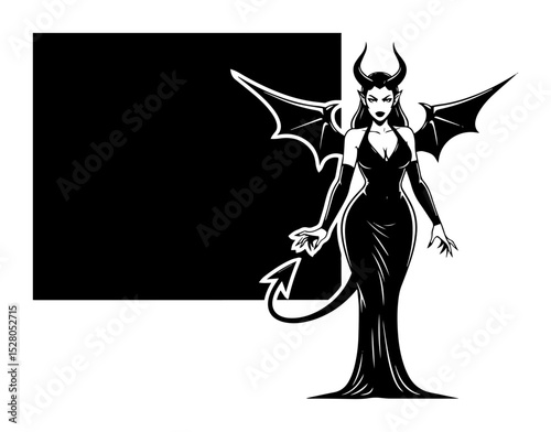devil woman with wings and tail vector