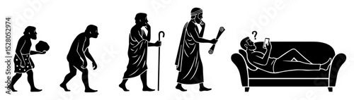 evolution of man to couch potato humor art