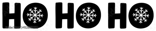 ho ho ho christmas text with snowflakes design