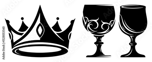 crown and wine goblet royal icon vector