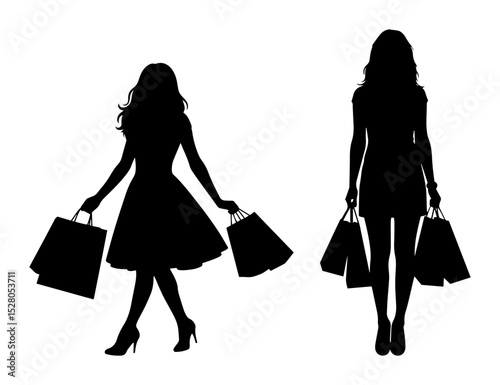 women shopping silhouettes
