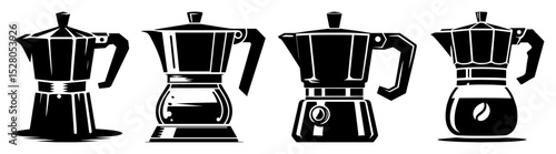 vintage moka coffee maker vector set