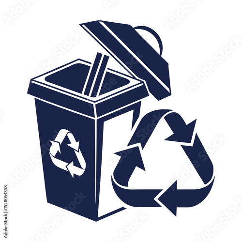 Recycling Bin and Recycle Symbol Vector Icon