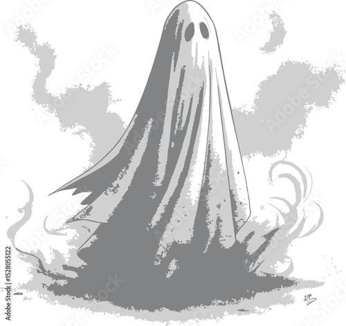 ghostly vector illustration of a silhouette of a Horror