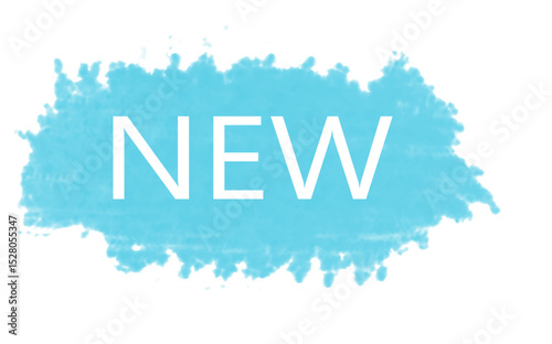 NEW Text on Blue Watercolor Stain | Promotional Announcement Badge for Sales, Marketing, and Product Launches,handmade