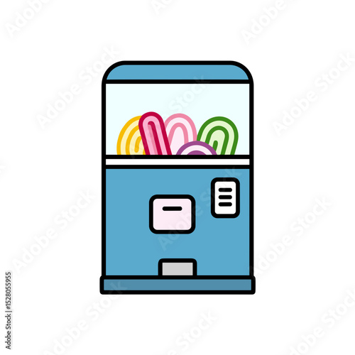 Vintage gum machine filled with colorful candy on a white background  