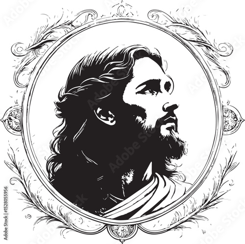 portrait of a woman with long hair, jesus christ vector 