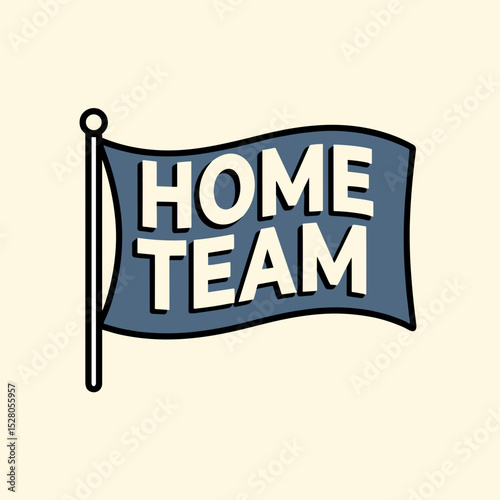 Home team flag waving in vintage style for sports events  