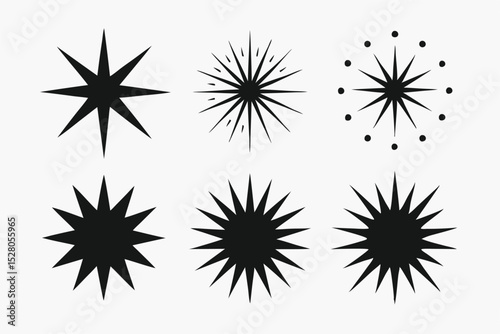 Sparkling Starburst Design Elements A Collection of Six Unique Starburst Shapes for Creative Projects