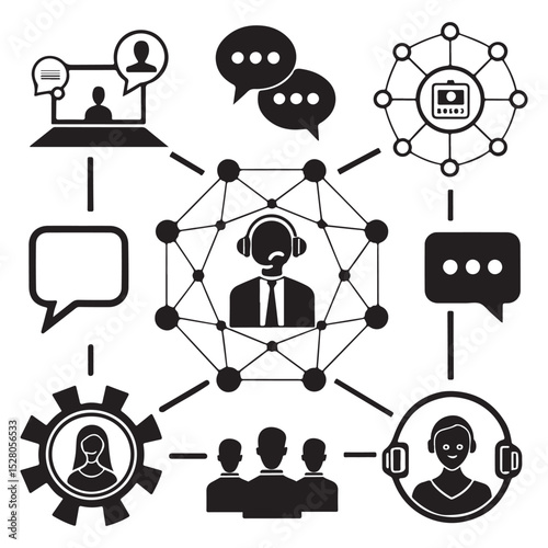3D illustration of global social network connection and communication