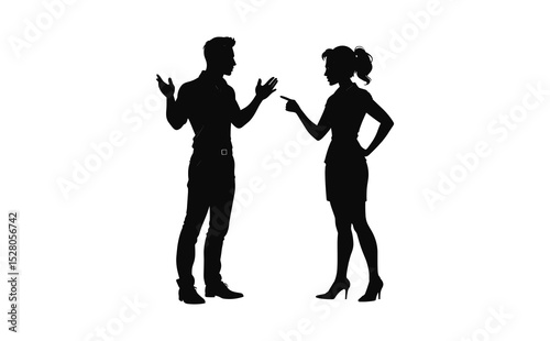 Silhouette of Man and Woman Arguing During Heated Discussion