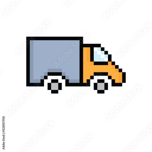  pixel free delivery Truck  icon vector  pixel art shipping icon  8 bit game logo