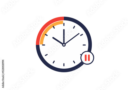 A stylized clock icon with a 'Pause Fast' graphic. Bold, modern design. Ideal for time management, productivity, and digital concepts. Clean, flat illustration.
